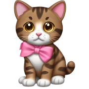  dark brown tabby pink bow sticker