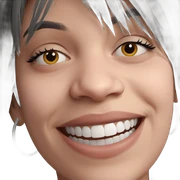 smiling girl with grey hair sticker