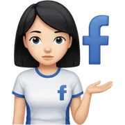 Uma mulher dos cabelos pretos e com uma camisa escrito fb de farías brito sticker