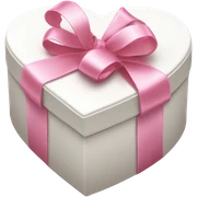 White heart box of chocolates with pink pastel ribbon sticker