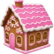 A pink gingerbread house sticker