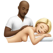 White man giving massage to white woman sticker