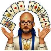 Man With floating tarot cards sticker