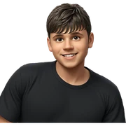 smiling boy in black shirt sticker