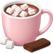 Light Pink mug of hot chocolate with marshmallows  sticker