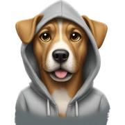 Dog wearing a hoodie sticker