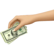 women hand giving money sticker