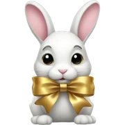 Bunny with gold bow sticker