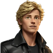 blonde boy in leather jacket sticker