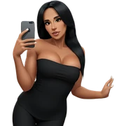 selfie with black hair sticker