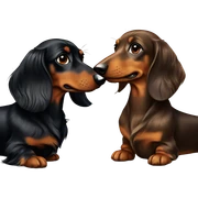 Two black long hair dachshunds together  sticker