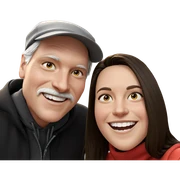 smiling girl with boy outdoors sticker