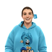 smiling girl in blue hoodie sticker