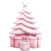 Light pink Christmas gifts under a white Christmas tree  sticker