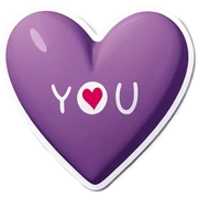 a light purple heart saying "i love you" sticker