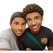 boys smiling outdoors together sticker