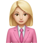 Blonde lady with a pink suit working sticker