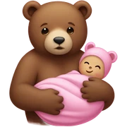 Bear holding a pink baby sticker
