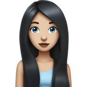 Girl with long black hair blue eyes white skin pink lips  sticker