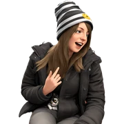 girl sitting with cat hat sticker