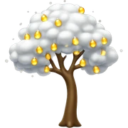 árbol de navidad blanco con luces doradas  sticker