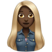 black girl with long straight hair sticker