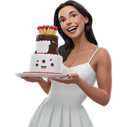 happy girl with cake sticker