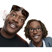smiling boys by the christmas tree sticker