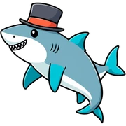Shark with a top hat sticker