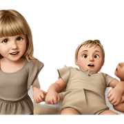 realistic portrait of girl and boy sticker