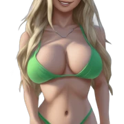blonde beauty in green bikini sticker