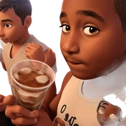 boys enjoying drinks together sticker