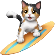 calico kitten surfing  sticker