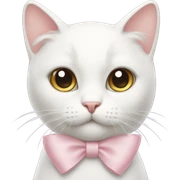 White cat with a light pink bow sticker