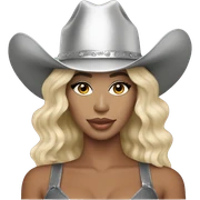 beyonce with bleach blonde hair and a silver cowboy hat  sticker