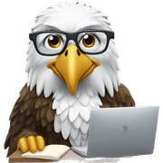 eagle with glasses working on computer sticker