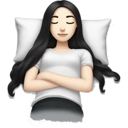 pale girl with long black hair sleeping  sticker