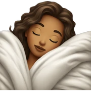 Brunette with highlights sleeping with white fluffy blanket sticker