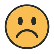 flat toon style frowny face emoji sticker