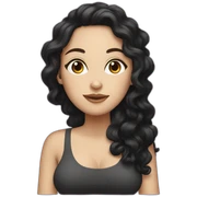 pregnant white woman with black curly long hair sticker