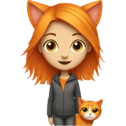 Girl with orange cat  sticker