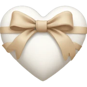 white heart with beige bow sticker
