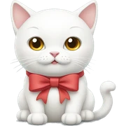 white cat with a bow  sticker