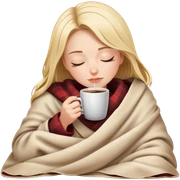 girl inside a blanket sipping coffee eyes closed sticker