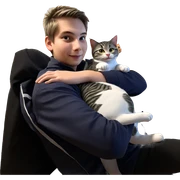 boy with cat and heart sticker