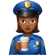 Police woman holding a coffee sticker