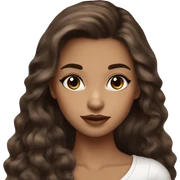 pretty girl brown long hair down makeup with black kitten sticker