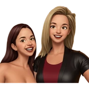 smiling girls with contrasting hair sticker