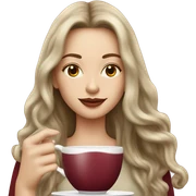 Beautiful burgundy long haired woman sipping tea sticker