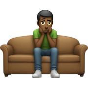 sad man on a couch sticker